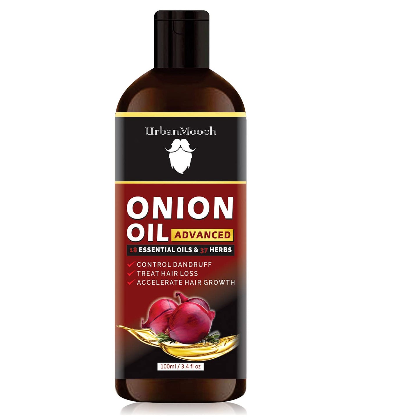UrbanMooch Advanced Red Onion Hair Oil For Hair Growth & Hair Fall Control | Natural Onion Oil With Red Onion Extract | No Parabens Or Mineral Oils-100Ml Lohiya Retails