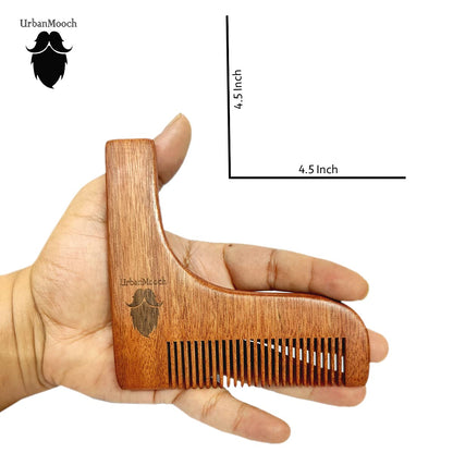 UrbanMooch Red Sandalwood Beard Shaper Comb For Men | Beard Shaping Tool For Best Shape Of Beard | Sandalwood Hair Comb | Style Your Beard Your Way At Home Lohiya Retails