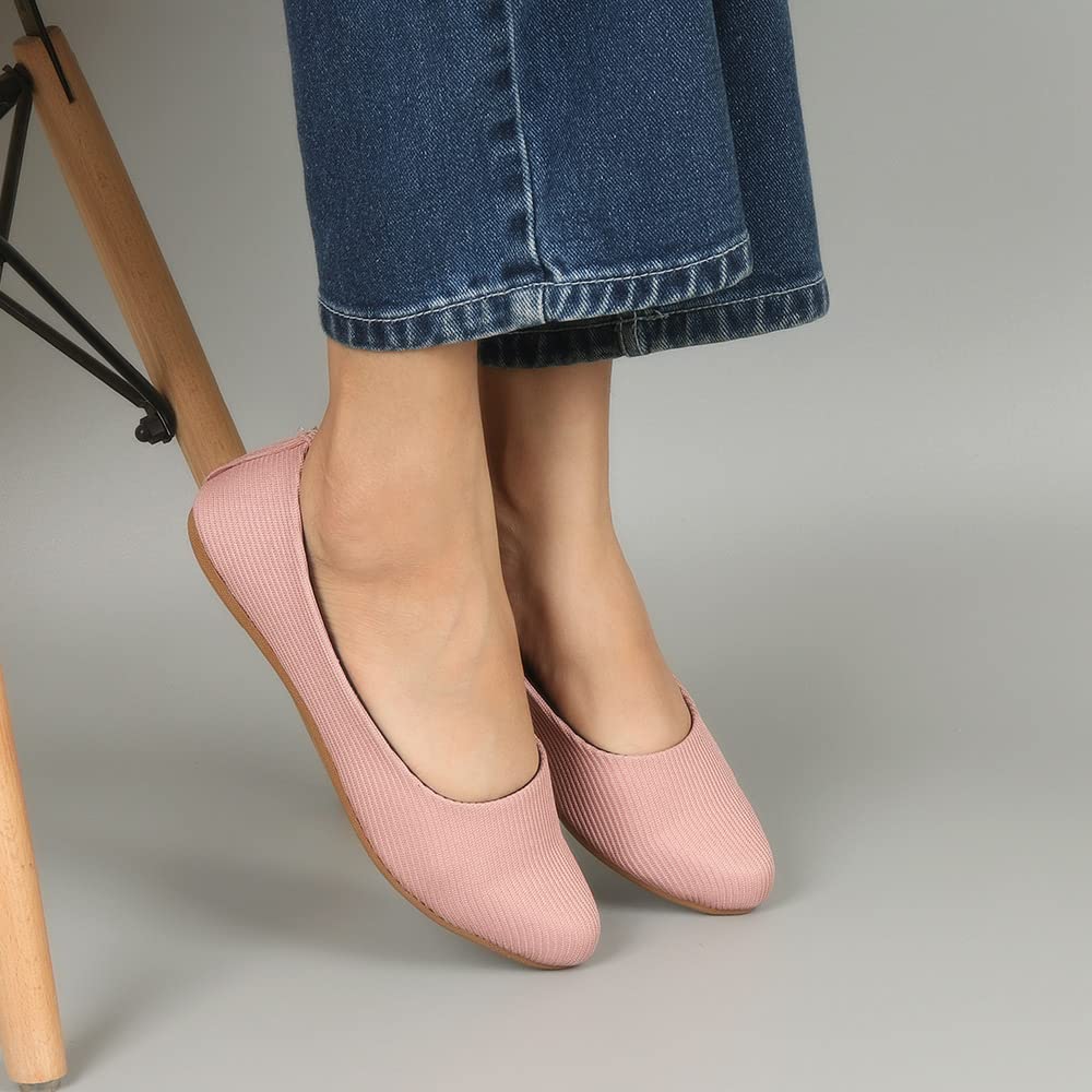 Indifeet Casual and Comfortable Ballerina Flats for Women - Peach - View 3