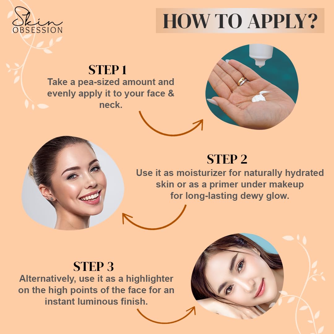 SkinObsession Lumi Glaze+ Gold Highlighting Sunscreen SPF 50 PA+++ with Instant Dewy Glow Lightweight, Non Sticky No White Cast With Niacinamide And Hyaluronic Acid 30g Lohiya Retails