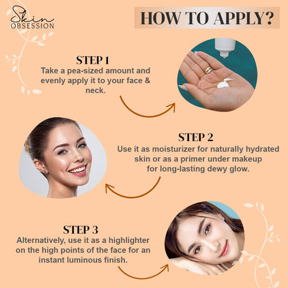 SkinObsession Lumi Glaze+ Gold Highlighting Sunscreen SPF 50 PA+++ with Instant Dewy Glow Lightweight, Non Sticky No White Cast With Niacinamide And Hyaluronic Acid 30g Lohiya Retails