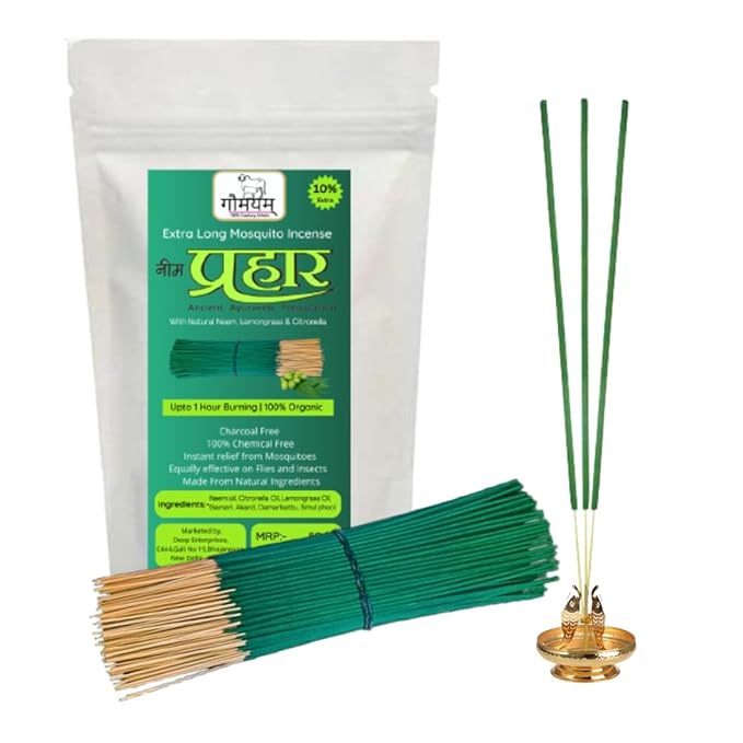 Gaumayam Prahaar Neem Dhoop Sticks Agarbatti 1 Hour Burning Natural neem citronella Fragrance (110 sticks)