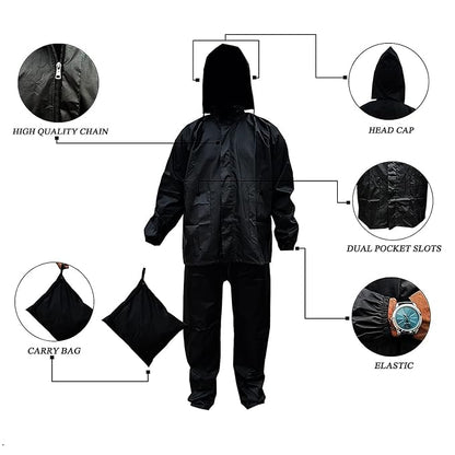 Multispace Black Rain Suit(jacket and pants) for Men & Women