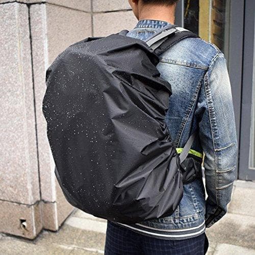 Dust Cover for Backpack Waterproof Bags 35L Rainproof Dustproof Protector Elastic Adjustable for Hiking Camping Traveling Black - HalfPe