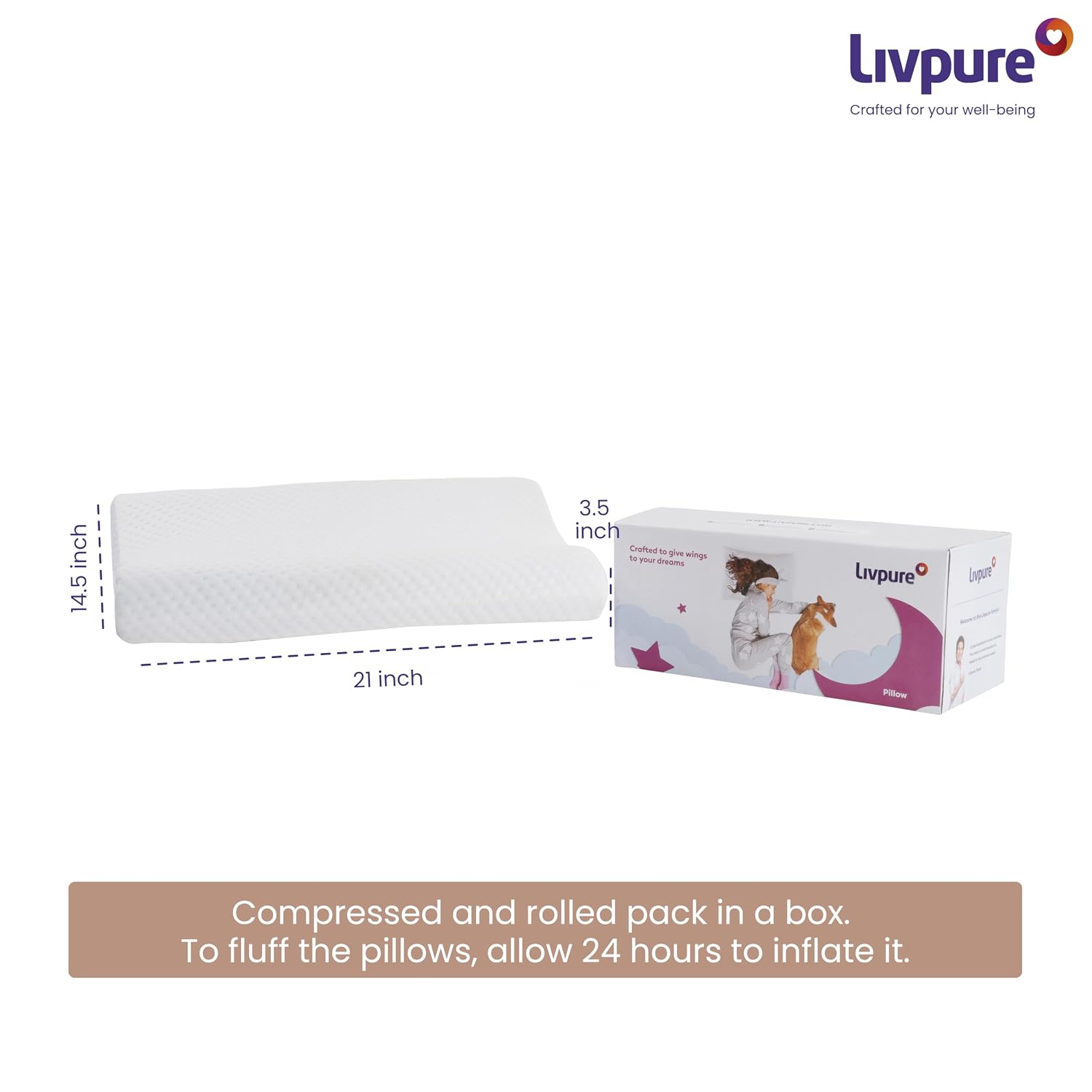 Livpure Smart Breeze Contour Ortho Pillow – Perforated Memory Foam Cervical Support Pillow, White