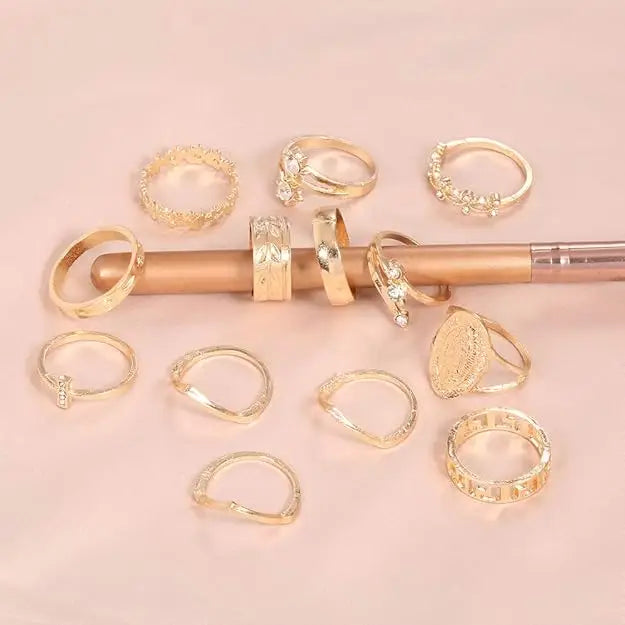 Pinapes Fashion Boho Midi Finger Ring Set for Girls (Set of 13) pinapes