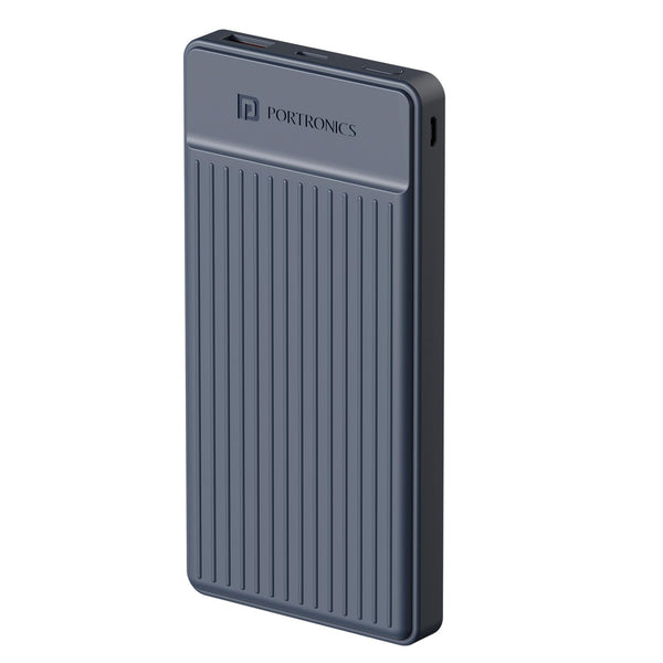 Portronics Luxcell B12 10,000mAh 12W Power Bank, Ultra Slim Power Bank with USB-A Output Port & Dual Input Ports (Micro & Type C) (GREY)