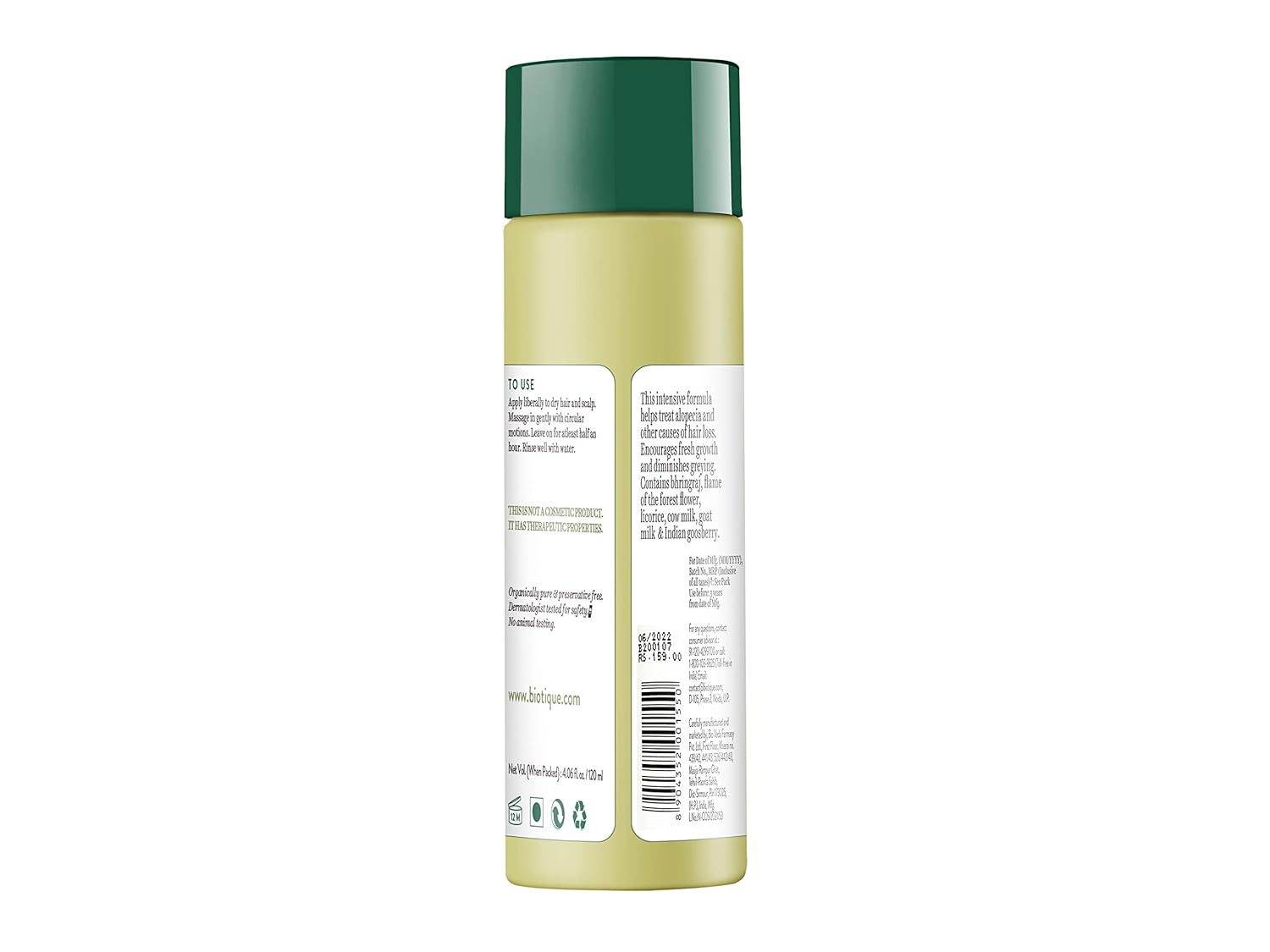 Biotique Bio Bhringraj Therapeutic Hair Oil for Falling Hair | Intensive Hair Regrowth Treatment | Nourishing Hair Follicles| Strong and Shiny Hair| For All Skin Types| 200m HP Xpress