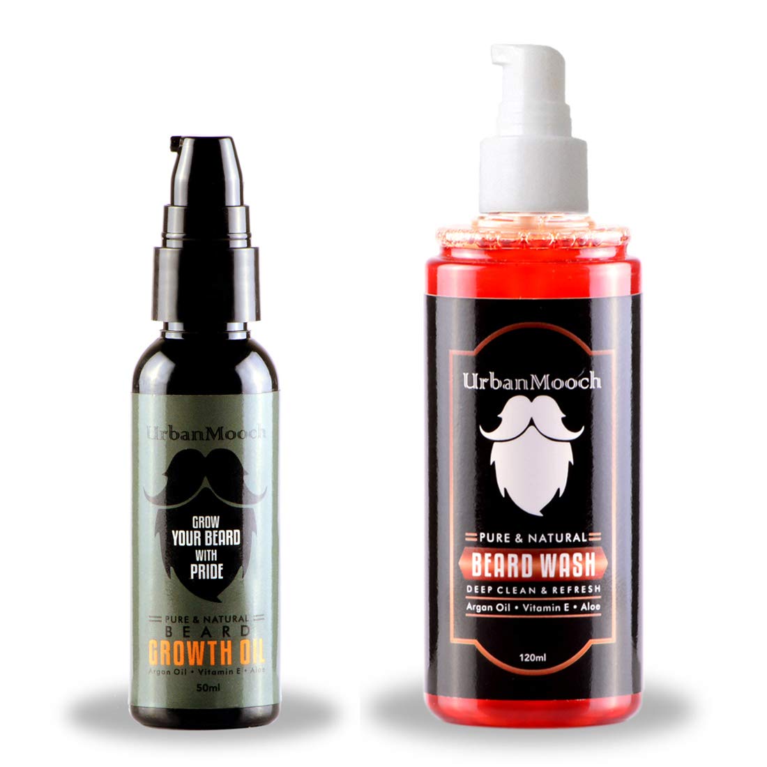 UrbanMooch | Beard Growth Oil & Beard Wash Combo | For Soft Silky Shiny Beard | Nourishing & Conditioning Formula | 120ml | For Men Lohiya Retails
