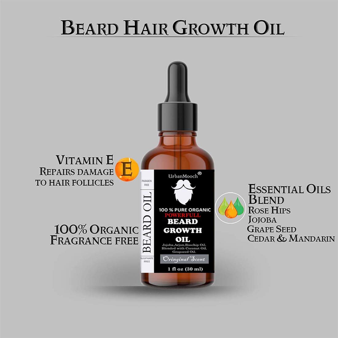 UrbanMooch Beard Gooming Kit for Men | Organic Beard Growth Oil | U Shape Beard Comb Combo Set | Promotes Beard Growth, Nourishes | Grow & Style Your Beard The Way You Want Lohiya Retails