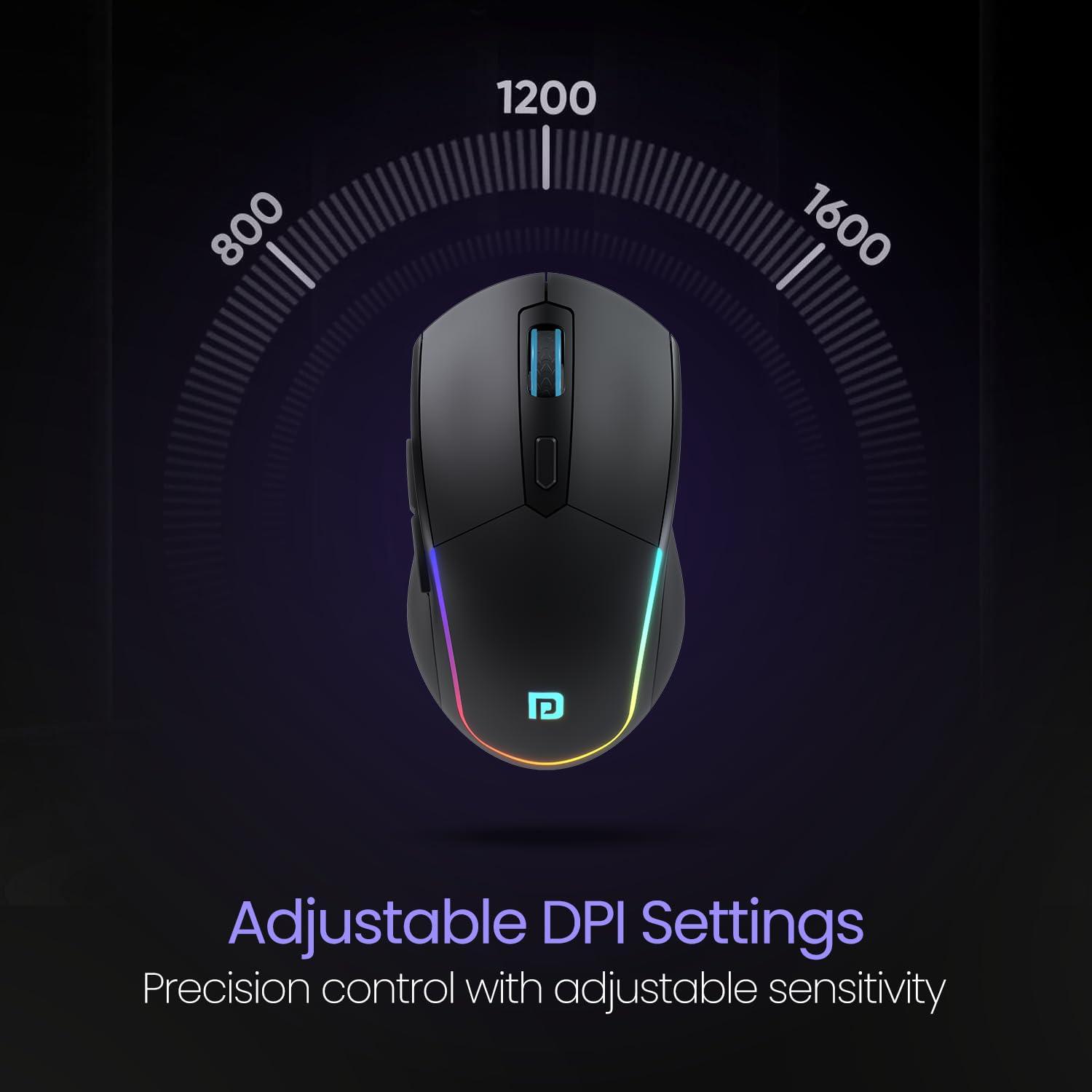 Portronics Toad one Bluetooth mouse with Dual Wireless, 6 Buttons, Rechargeable, RGB Lights (connecting Devices: 03) - HalfPe