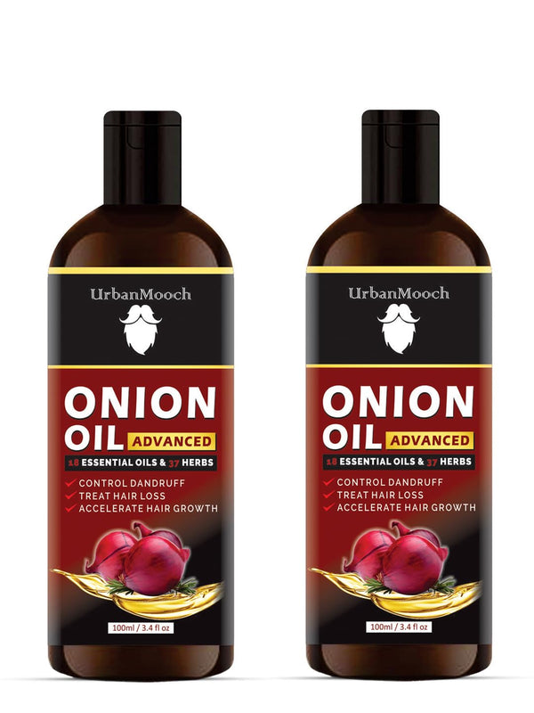 UrbanMooch Onion Hair Oil For Hair Growth & Hair Fall l Control | Natural Hair Growth Oil With Red Onion Extract | No Parabens Or Mineral Oils- Combo Pack Of 2, Each 100 Ml (200 Ml) Lohiya Retails