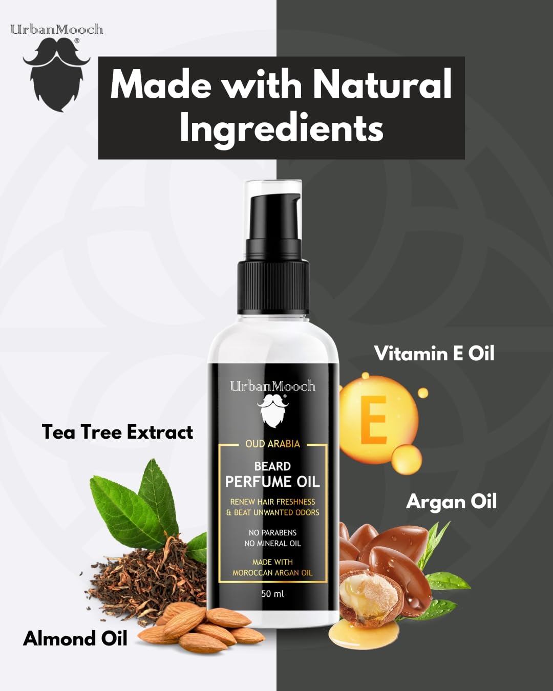 UrbanMooch Beard Perfume Oil for Men | Long-Lasting Masculine Fragrance | Nourishes Beard | Premium Oil-Based Scent | 50ml Beard Grooming Essential Lohiya Retails