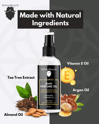 UrbanMooch Beard Perfume Oil for Men | Long-Lasting Masculine Fragrance | Nourishes Beard | Premium Oil-Based Scent | 50ml Beard Grooming Essential Lohiya Retails