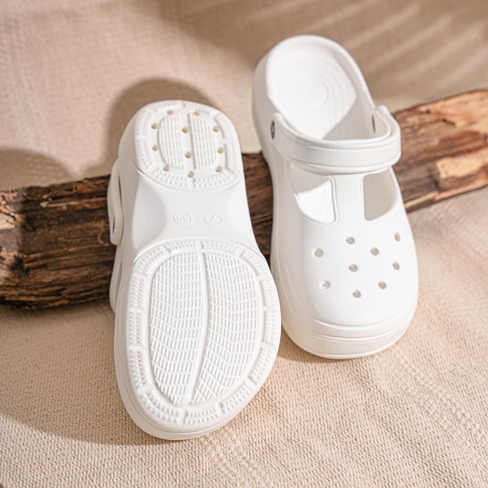 Indifeet Casual Waterproof Clog Shoes for Women - White - Image 7