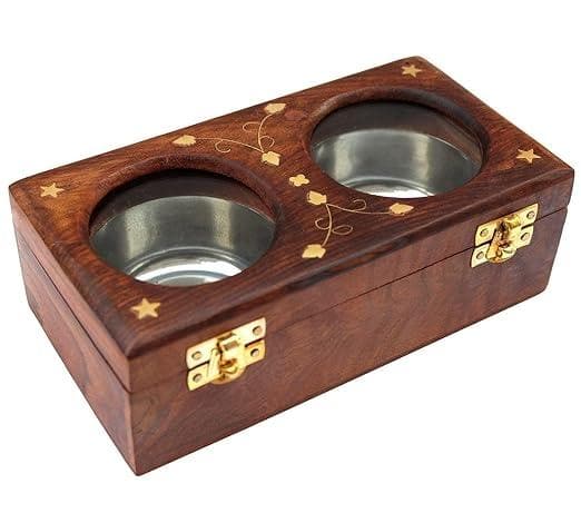 2 Pot ss dry fruit box (wooden) - HalfPe