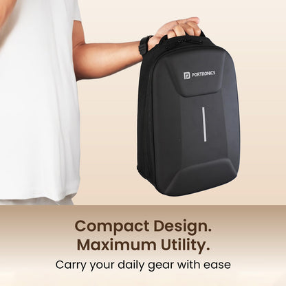 Portronics Byte Mini, Unisex Crossbody Sling Bag with Water-Resistant Hard Shell, Fits Devices up to 13 Inches, Smart Organizer, Switchable Strap, Ergonomic Lightweight Design for Men and Women(Black)