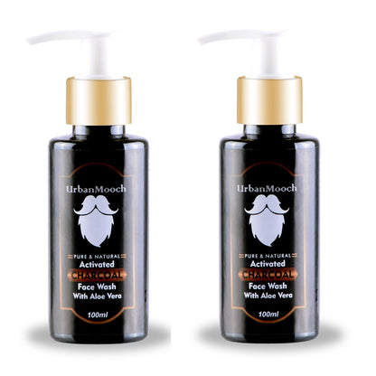 UrbanMooch Activated Charcoal Face Wash With Aloe Vera Extract For Anti Aging & Skin Brightening, Pack of 2(Each 100Ml) Lohiya Retails