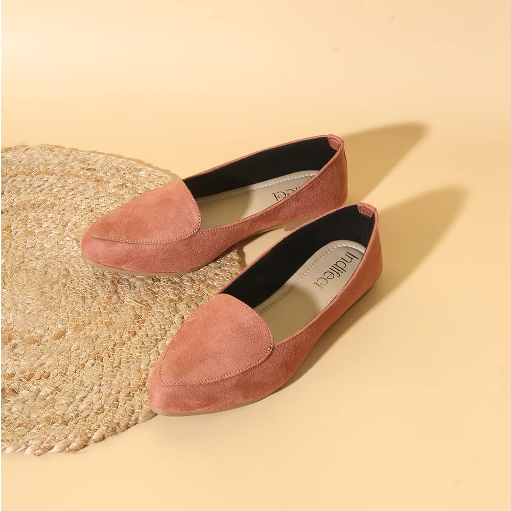 Indifeet Stylish Flat Ballerina Shoes for Women - Peach - View 2