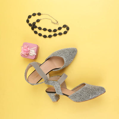 Indifeet Pointed Toe Block Heels for Women - Grey - View 2