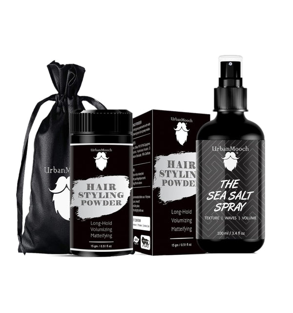 UrbanMooch Hair Styling Set with Volumizing Powder 15g and Sea Salt Spray 100ml, | Matte Finish Hair Wax Powder | Volume | Texture Lohiya Retails