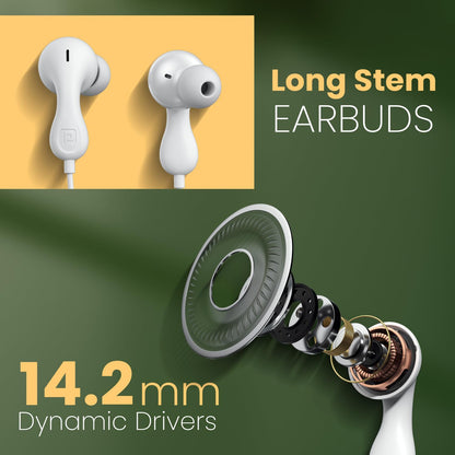 Portronics Conch Kappa C in Ear Type C Wired Earphones with In Line HD Mic, Powerful Audio, 14.2mm Dynamic Driver,TPE Anti Tangle Wire,Wide Compatibility(White)