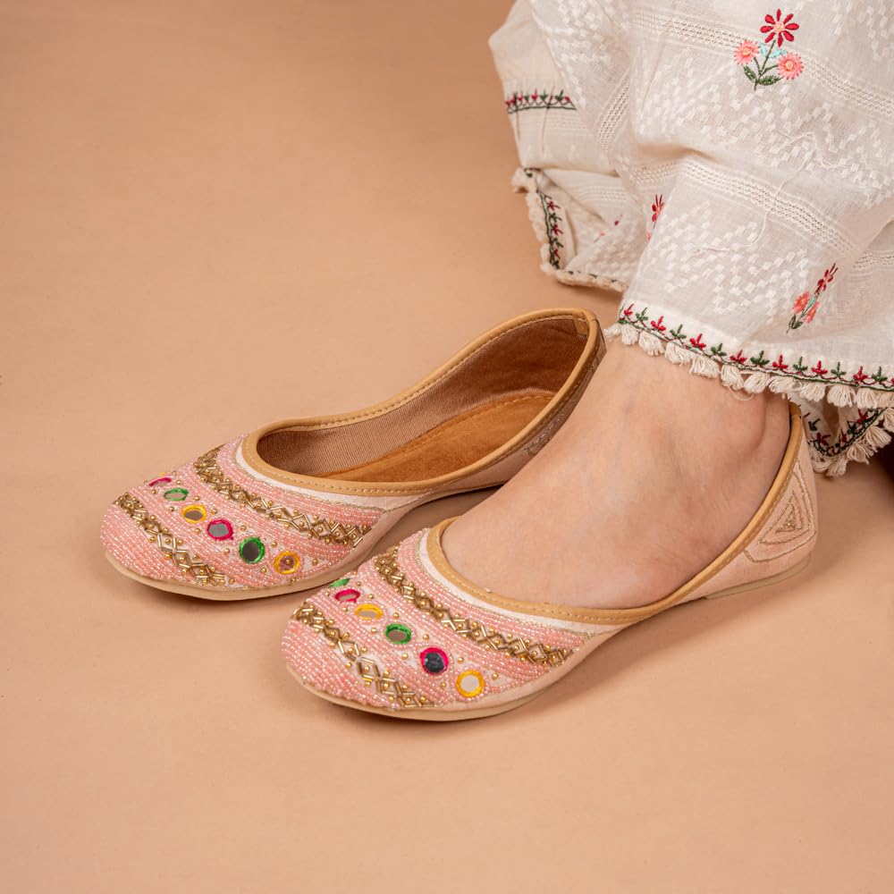 Indifeet Jutti for Women - Peach - Image 2