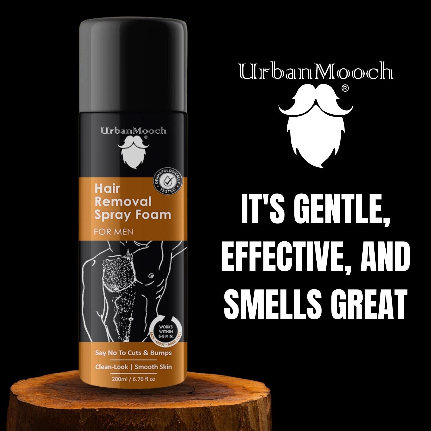 UrbanMooch Hair Removal Cream Spray for Men | Painless Hair Removal Cream Spray For Chest, Arms, Legs & Under Arms | Wipe Off Hair Removal Spray For Men, 200ml Lohiya Retails