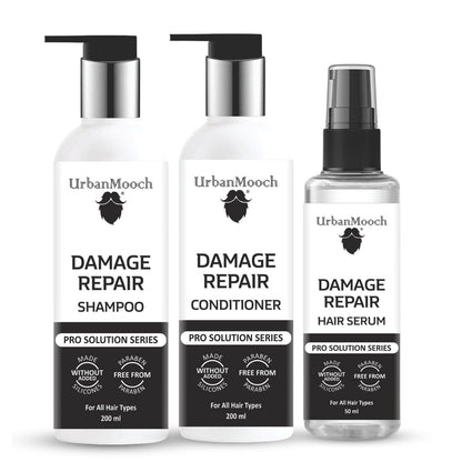 UrbanMooch Damage Repair Hair Care Kit For Men, Shampoo 200ml, Conditioner 200ml, Hair Serum 50ml, Silicone-Free, Paraben-Free Lohiya Retails