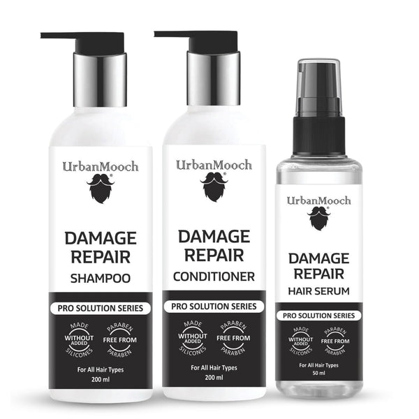 UrbanMooch Damage Repair Hair Care Kit For Men, Shampoo 200ml, Conditioner 200ml, Hair Serum 50ml, Silicone-Free, Paraben-Free Lohiya Retails