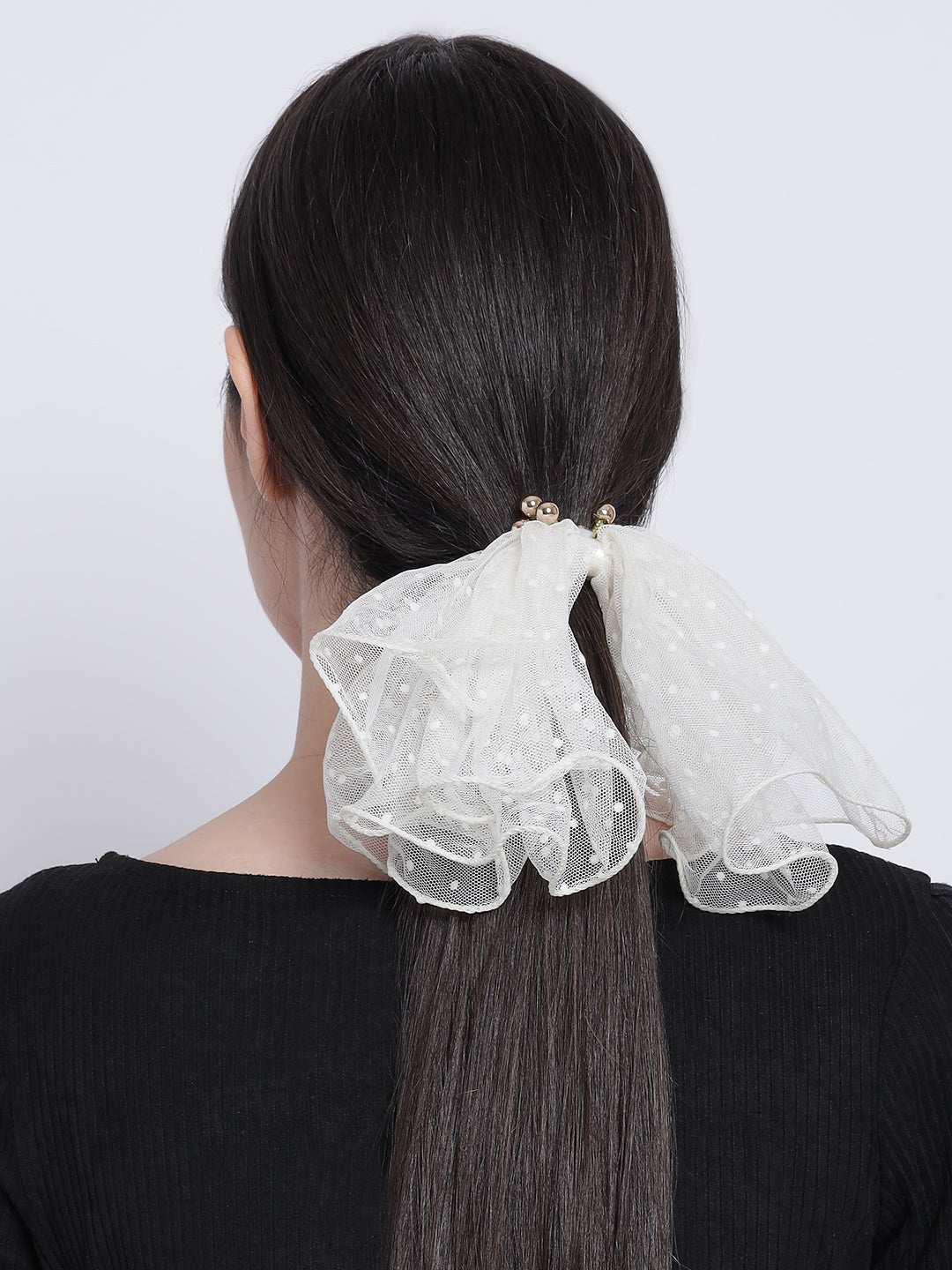 Set Of 2 Bow White Shaped Ponytail Holder