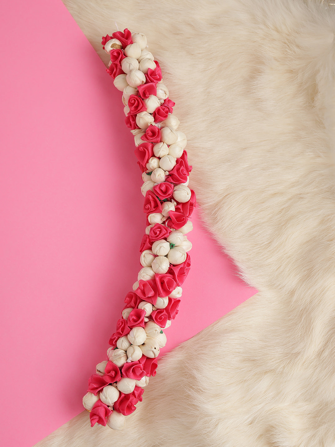 Handcrafted Red Rose And Mogra Bun Hair Accessory