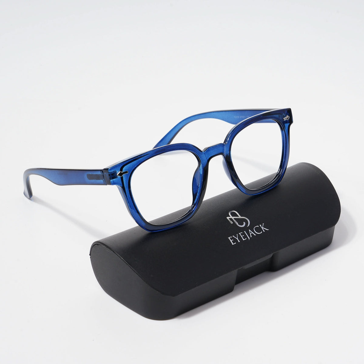 Eyejack Bell Bottom Shine Blue Square Eyeglasses for Men and Women - Style L429 - view 5