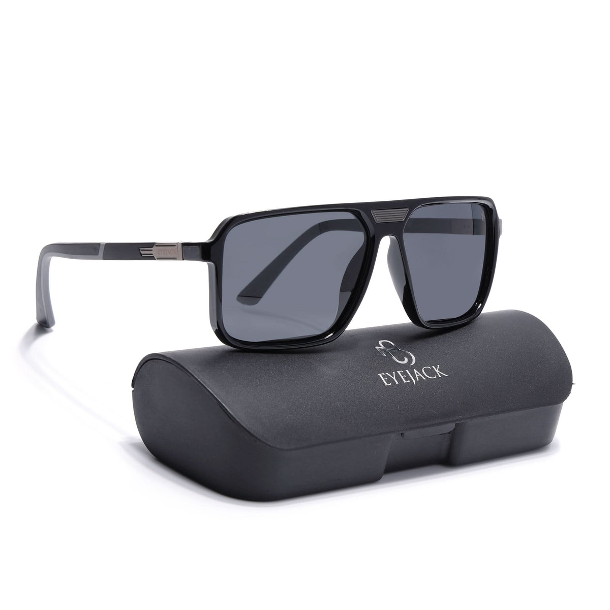 Eyejack Shine Black Square Sunglasses for Men and Women - Style 1115 - view 8