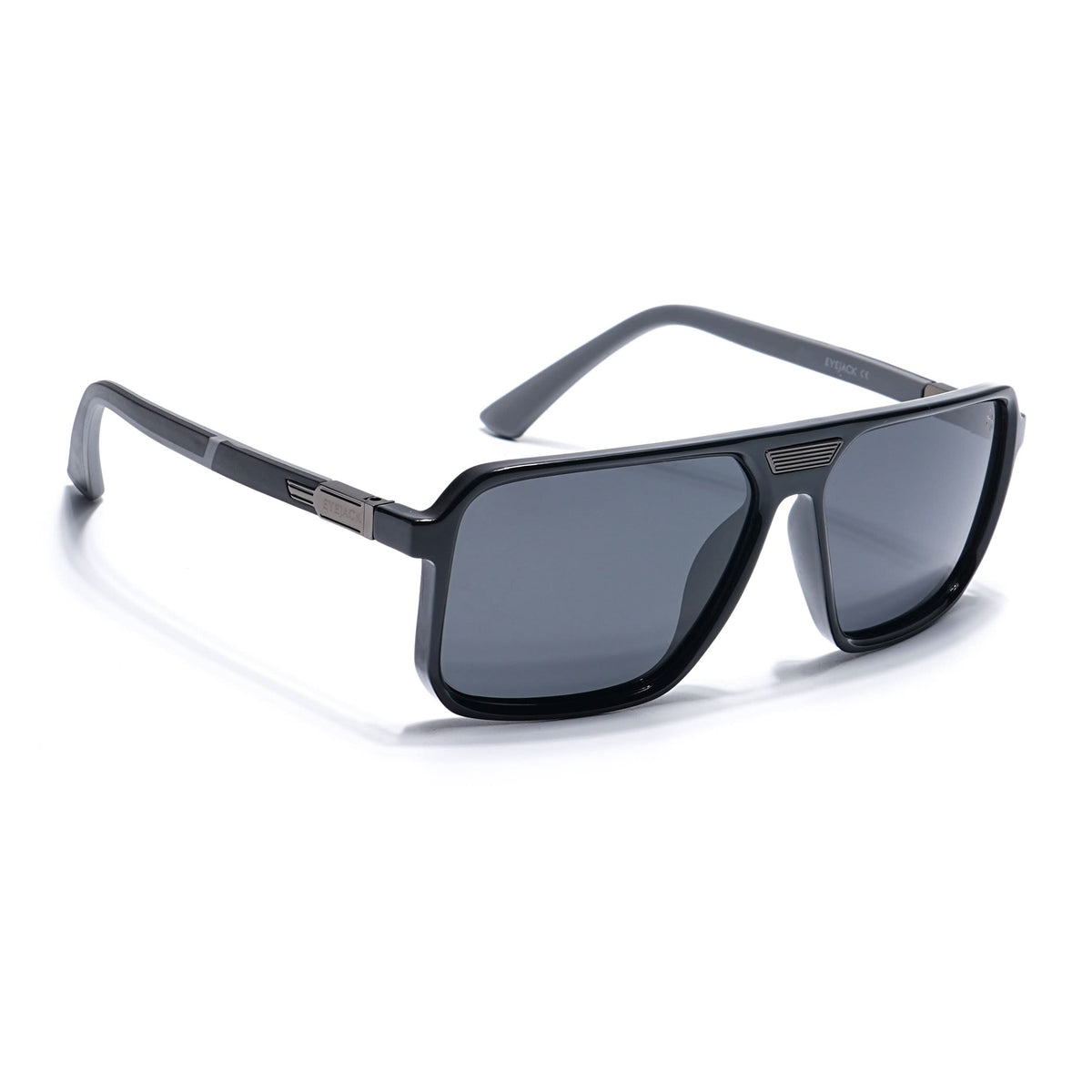 Eyejack Shine Black Square Sunglasses for Men and Women - Style 1115 - view 3