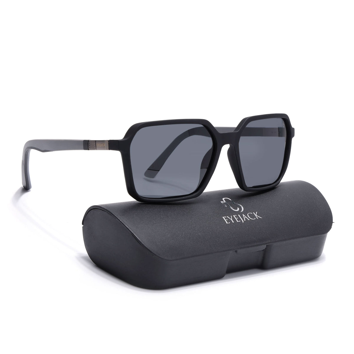 Eyejack Black Square Sunglasses for Men and Women - Style 1126 - view 8