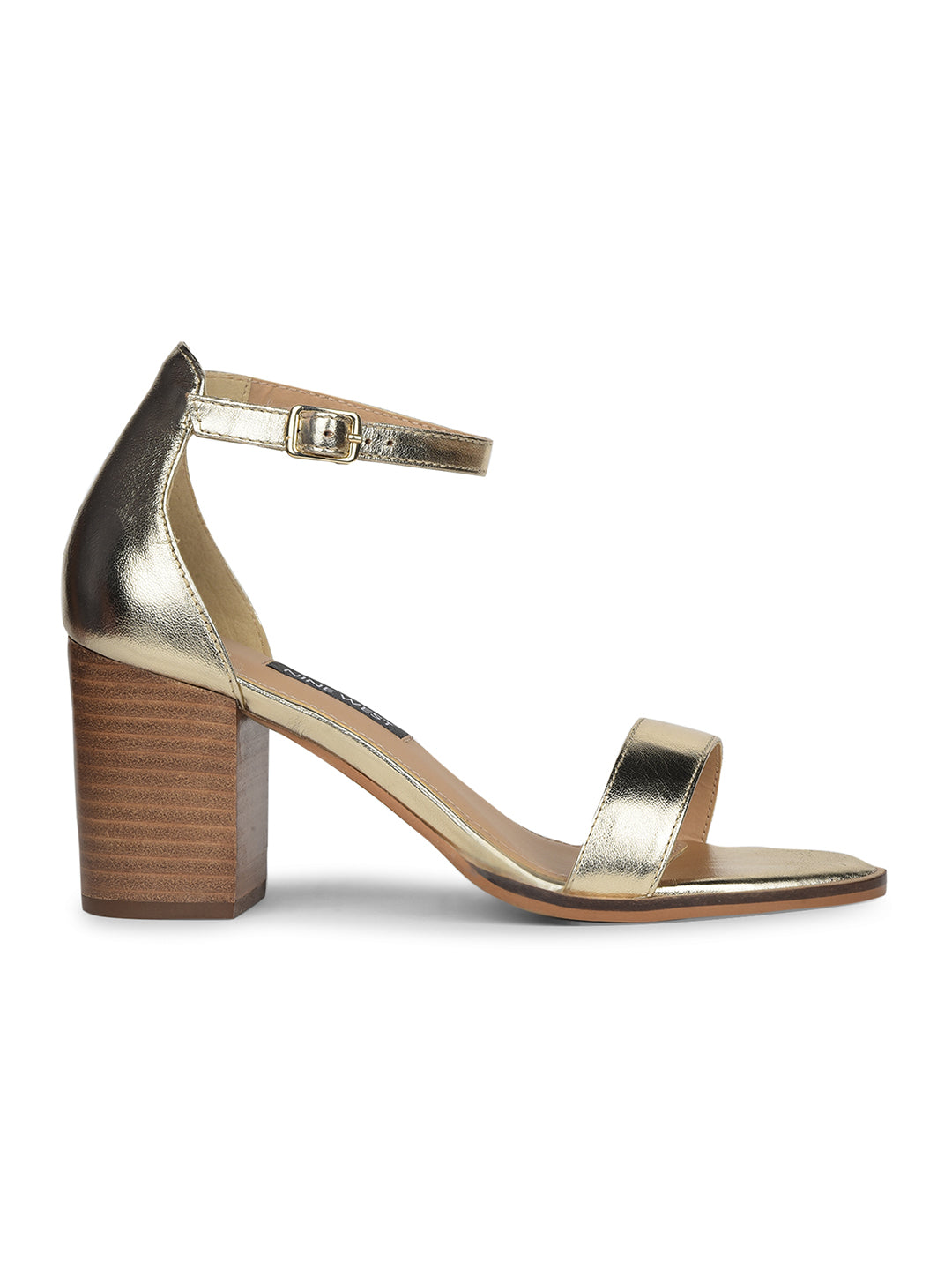 Nine West Women Ankle-Strap Block Heel Sandal - Gold - View 2