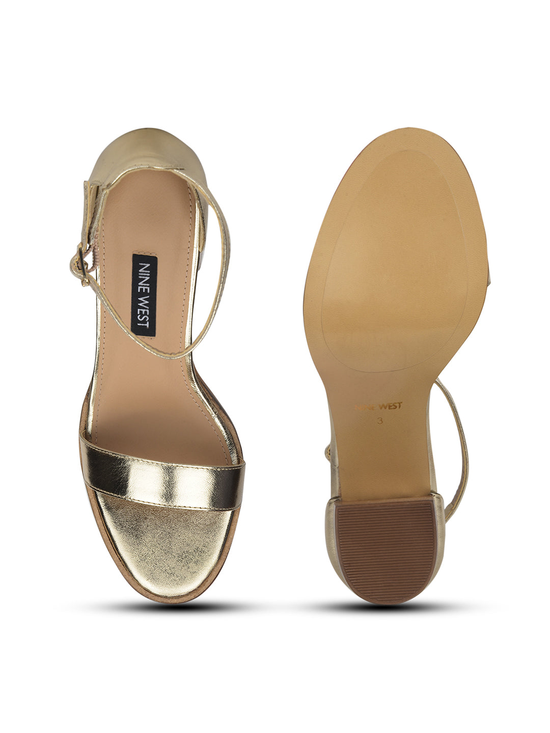 Nine West Women Ankle-Strap Block Heel Sandal - Gold - View 4
