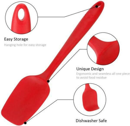 P-Plus International Silicone Non-Stick Heat Resistant Kitchen Utensil| Spatula Spoon (Pack of 2 RED) - HalfPe