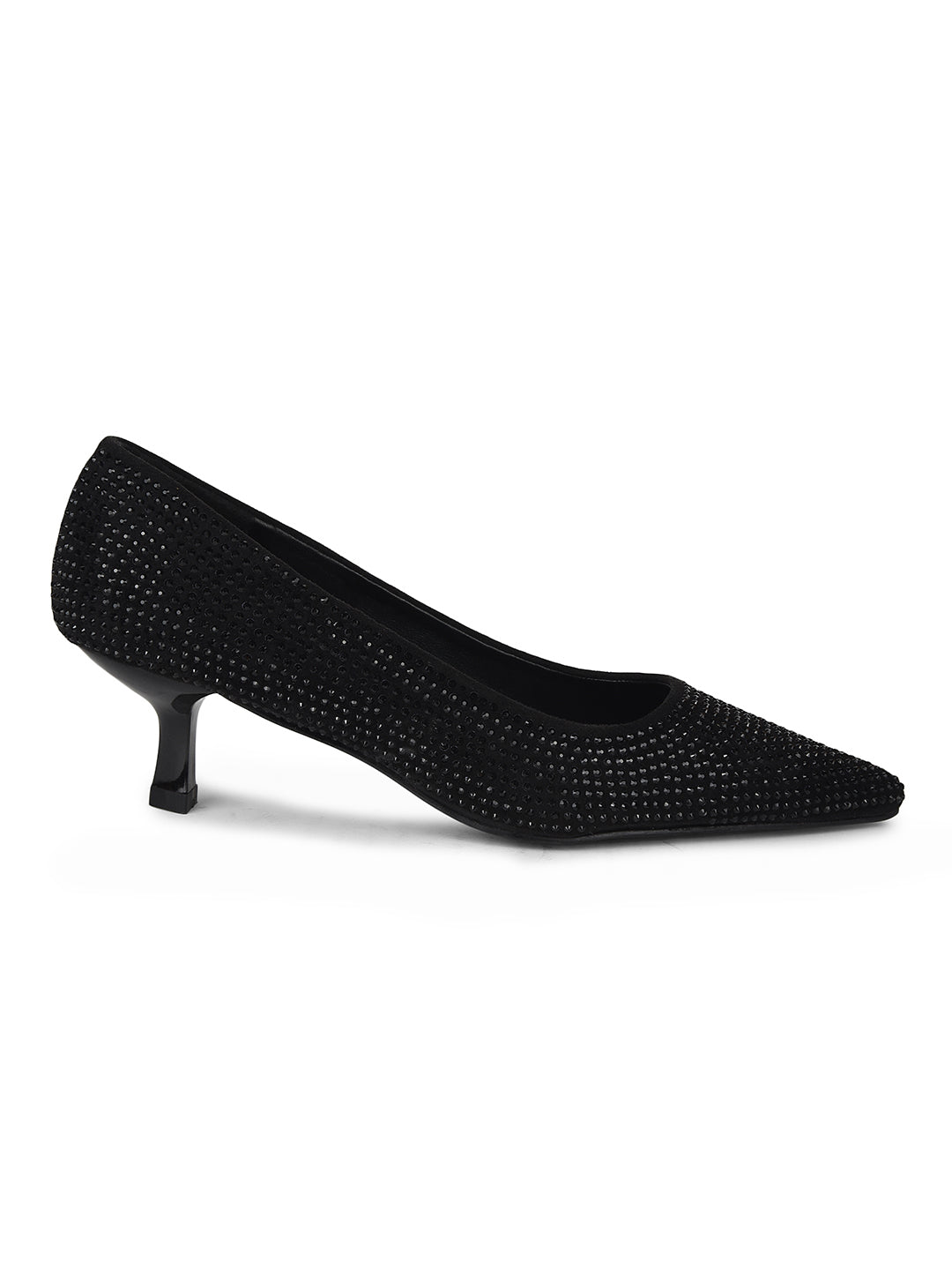 Bata Women Black Pointed-Toe Kitten Heel Pump - Black - View 2