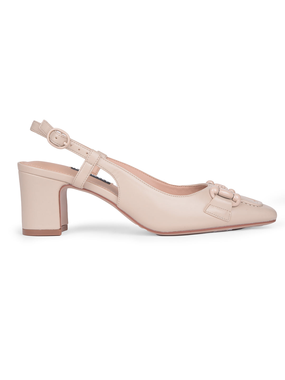 Nine West Women Nude Pointed-Toe Block Heel Pump - Nude - View 2