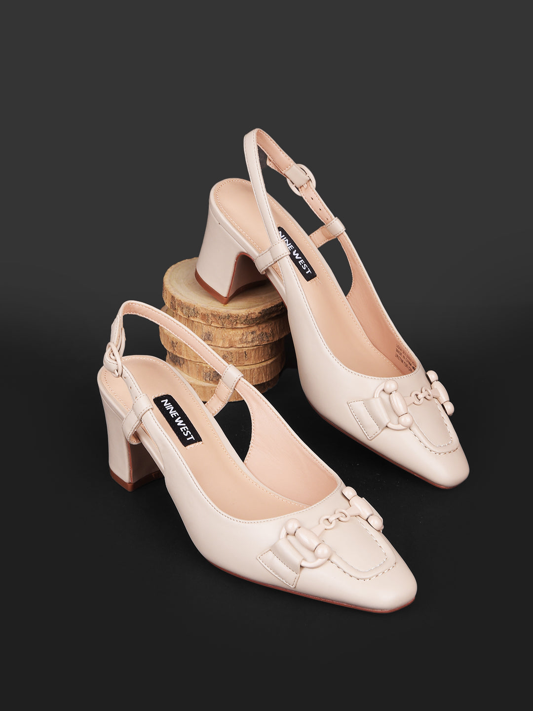 Nine West Women Nude Pointed-Toe Block Heel Pump - Nude - View 6