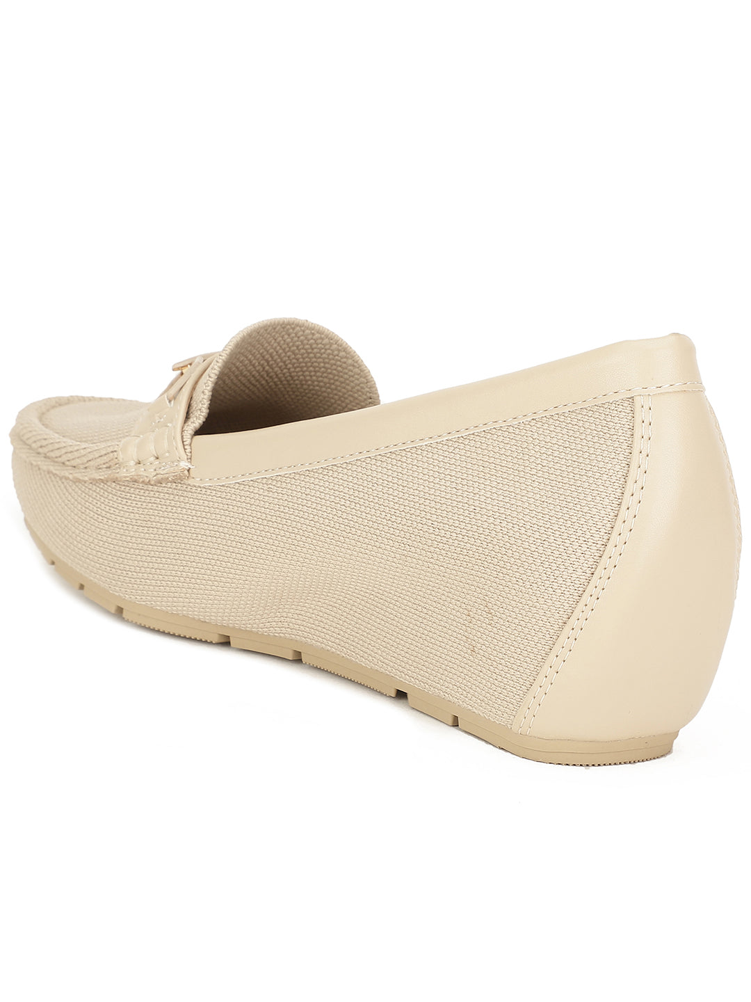 Bata Women Nude Wedge Heel Slip-on Loafers - Nude - View 3