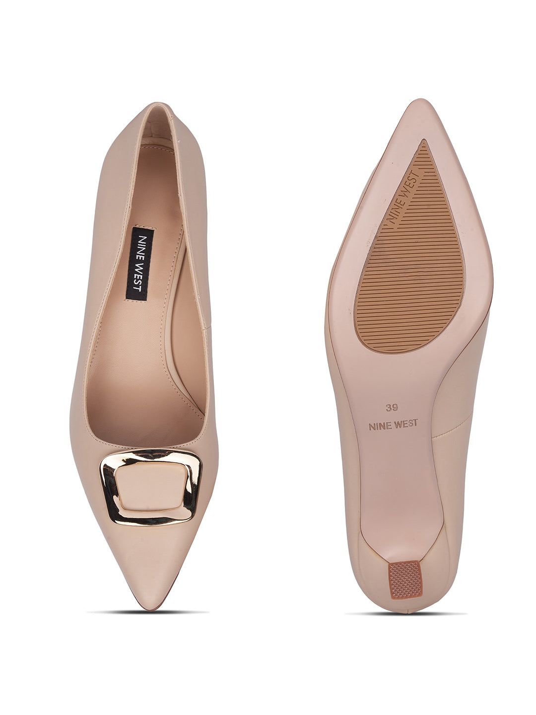 Nine West Women Nude Pointed-Toe Kitten Heel Pump - Nude - View 4
