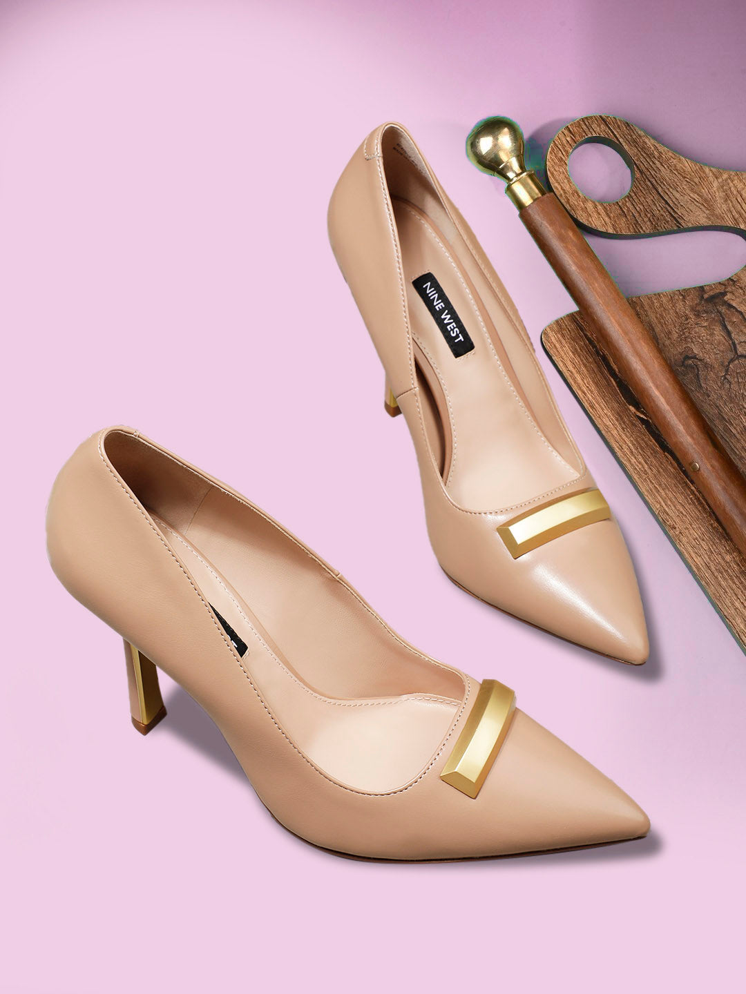 Nine West Women Pointed-Toe Kitten Heel Pump - Nude - View 6
