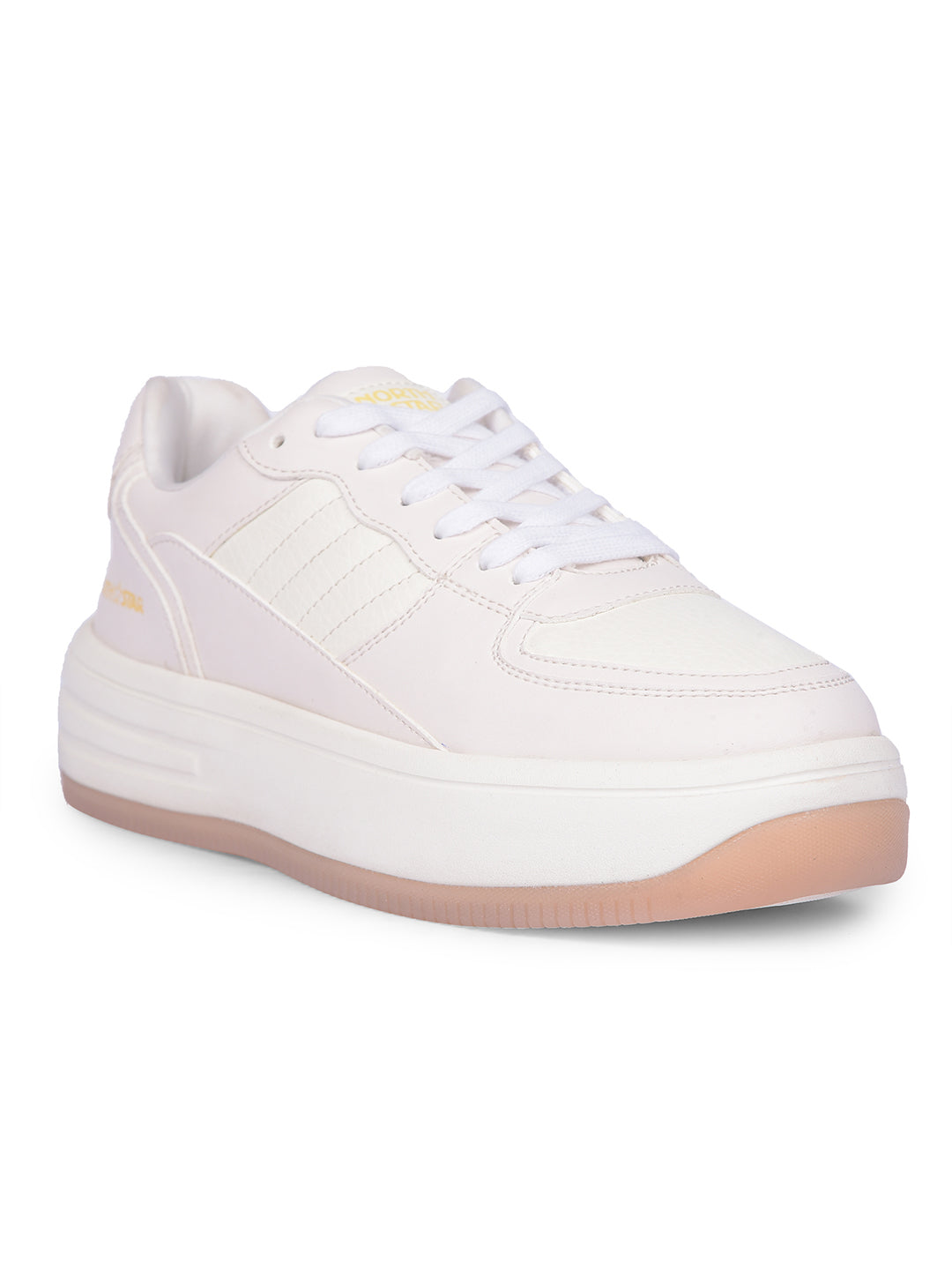 North Star Women White Casual Lace-up Sneakers - White - View 1