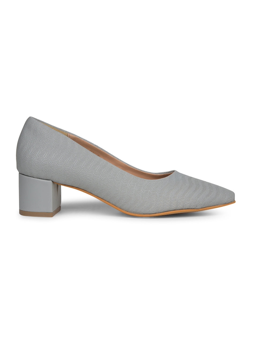Bata Women Grey Pointed-Toe Block Heel Pump - Grey - View 2