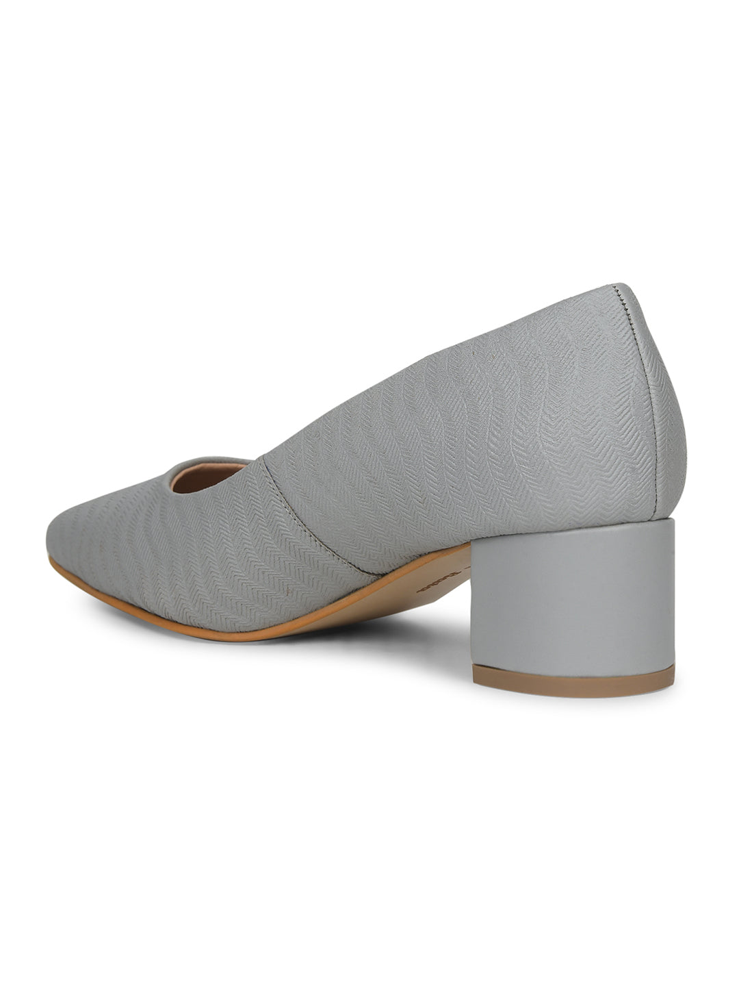 Bata Women Grey Pointed-Toe Block Heel Pump - Grey - View 3