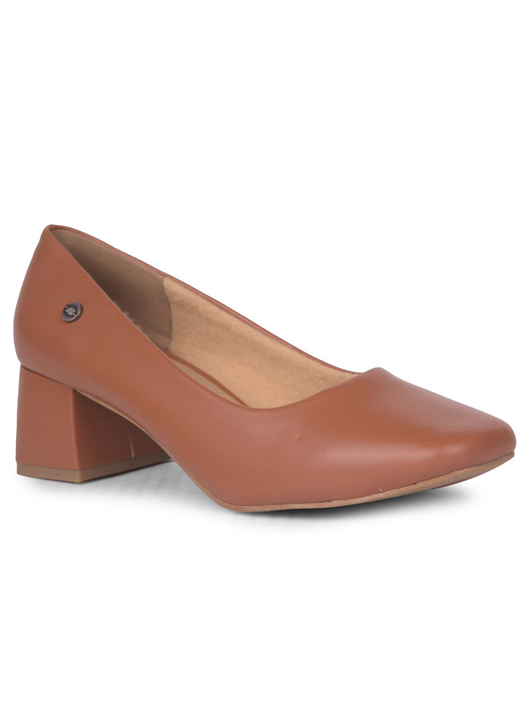 Bata Women Tan Round-Toe Block Heel Pump - Tan - View 1