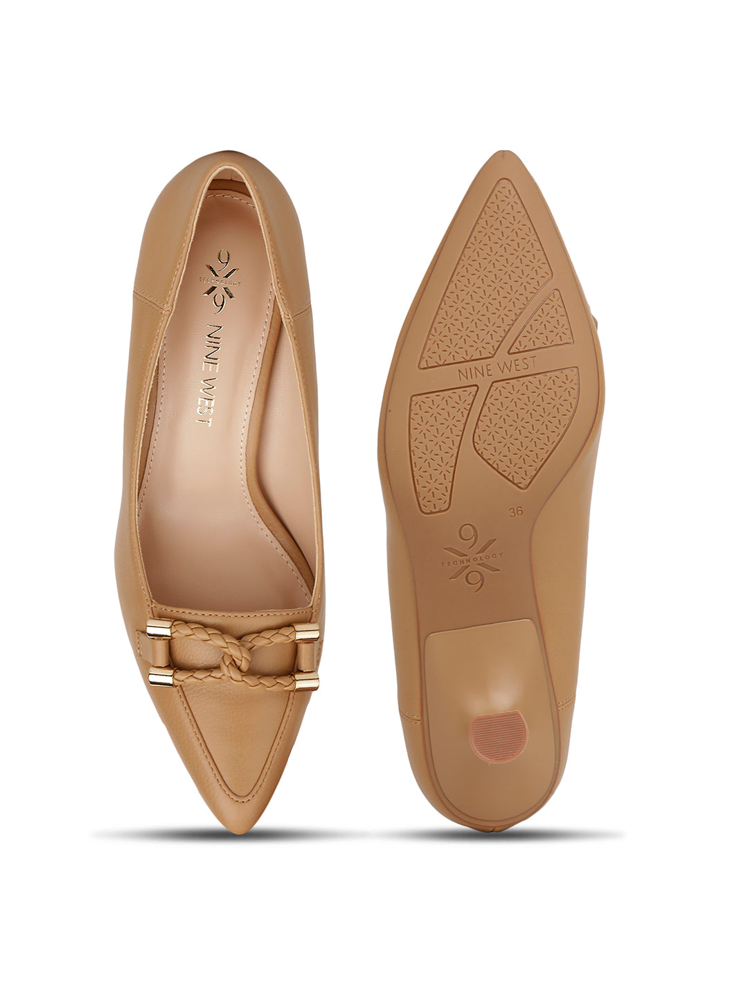 Nine West Women Pointed-Toe Kitten Heel Pump - Light Brown - View 4